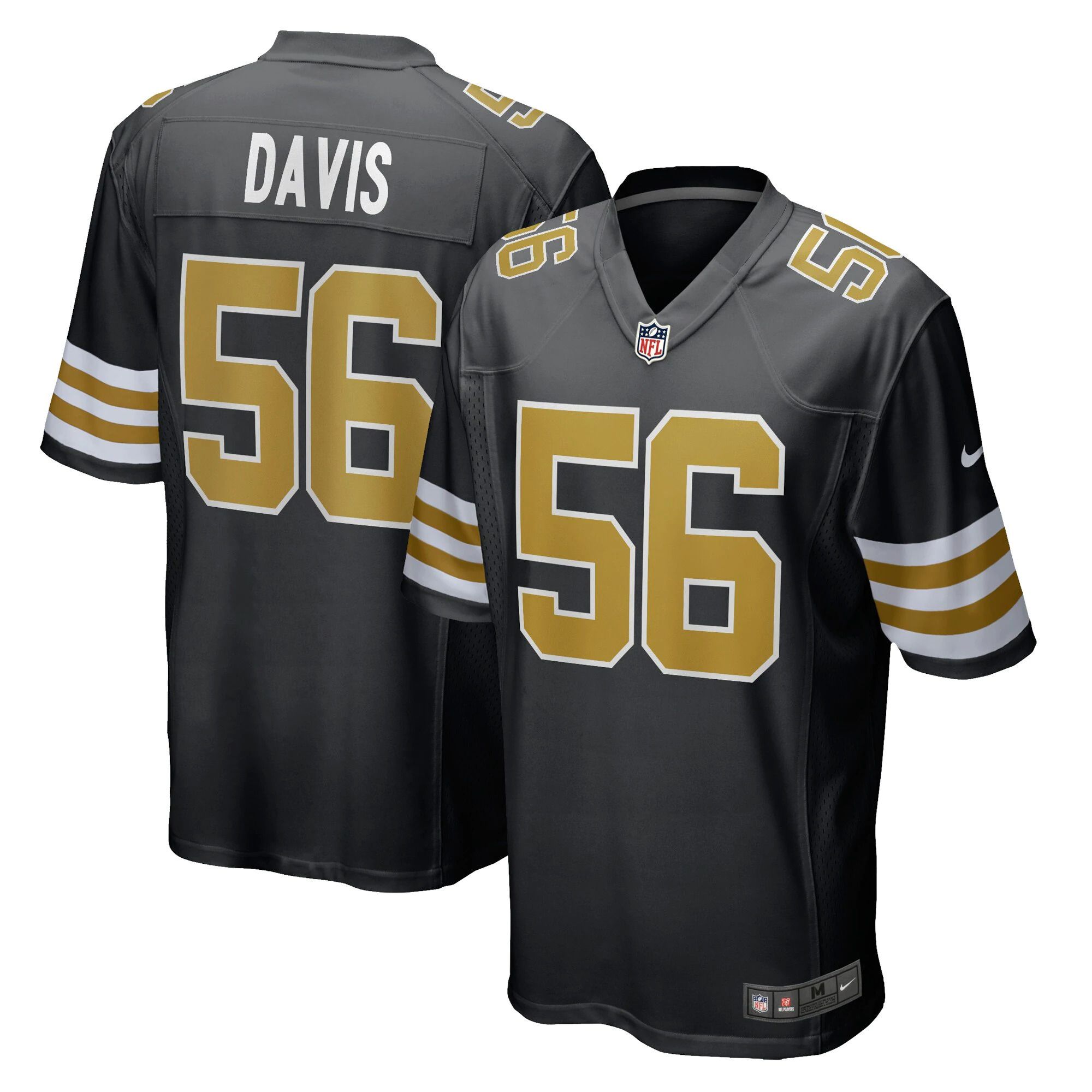 Men New Orleans Saints 56 Demario Davis Nike Black Game Alternate NFL Jersey